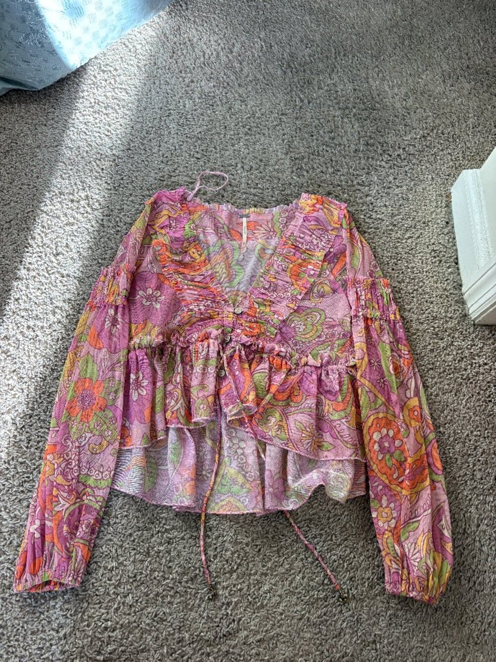 FREE PEOPLE FLORAL SHEER TOP
